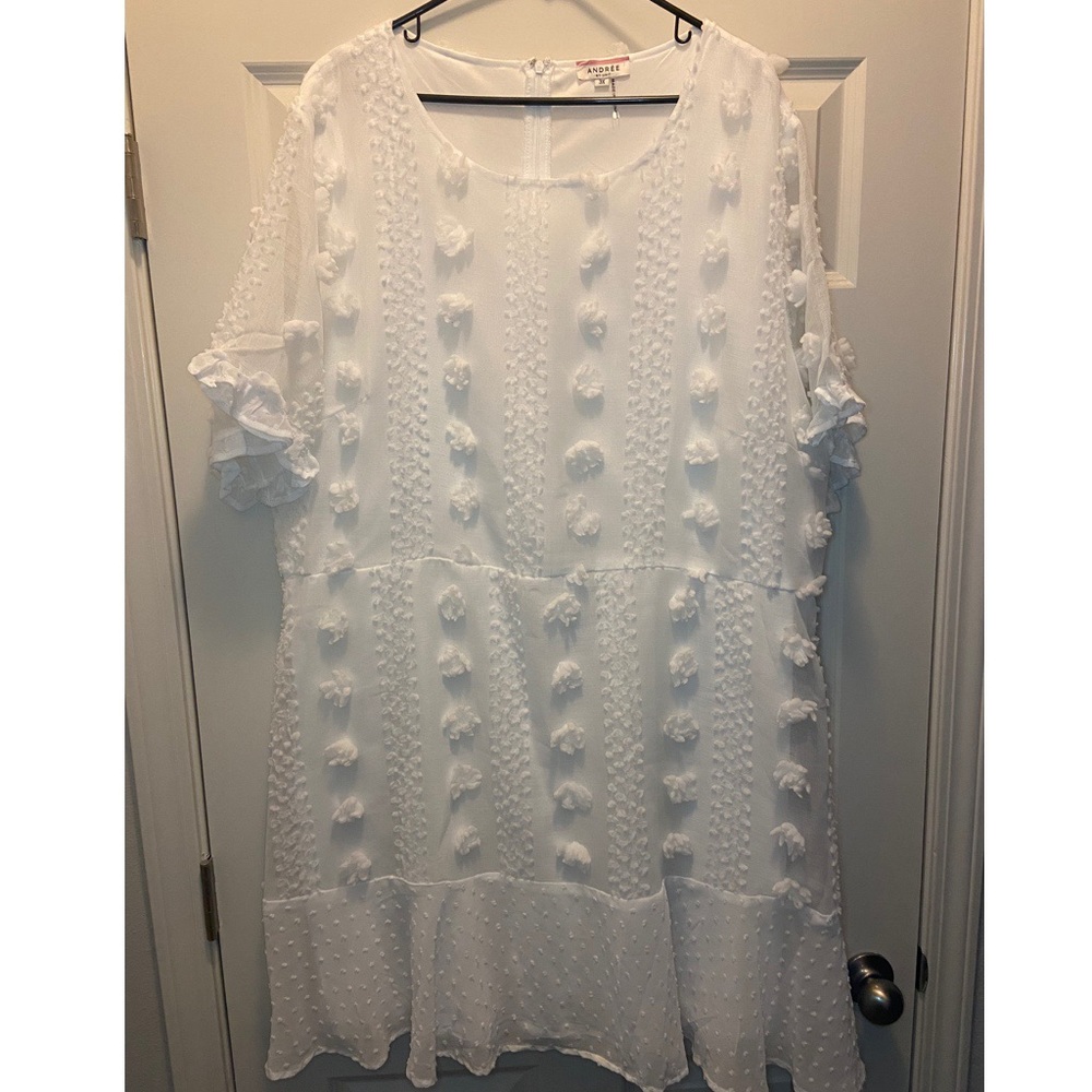 White Pom Pom Dress
